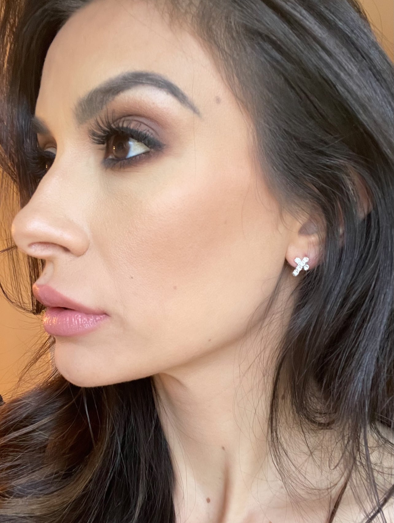 Crystal Cross Stud Earrings